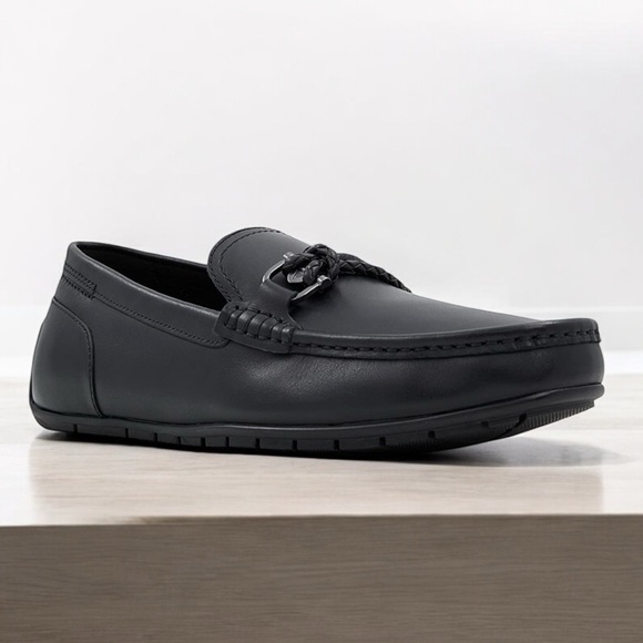 ALDO AMBANI Black Leather Moccasin Loafers Size 13 Black GOTHIC Normcore NWOT main image 12